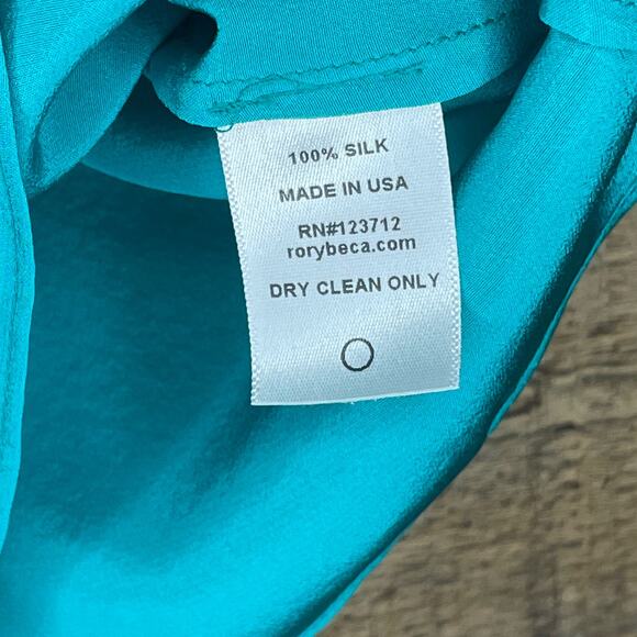 Rory Beca 100% Silk Turquoise Blue Double Cross Straps Tank Top Size Small NWT - Picture 5 of 8